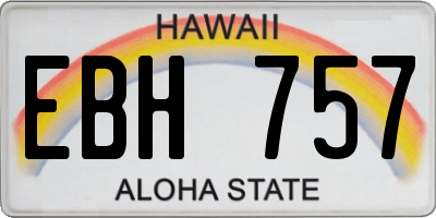 HI license plate EBH757