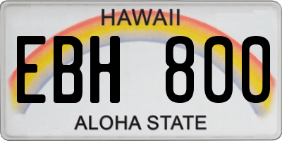 HI license plate EBH800