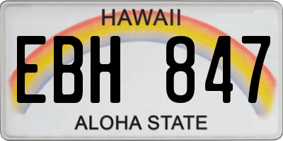 HI license plate EBH847