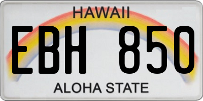 HI license plate EBH850