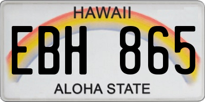 HI license plate EBH865