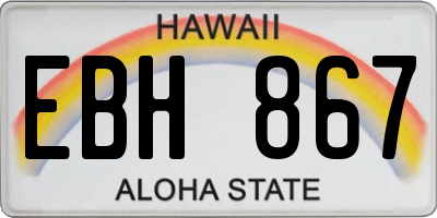 HI license plate EBH867