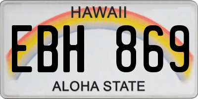 HI license plate EBH869
