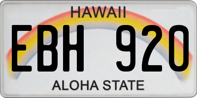 HI license plate EBH920