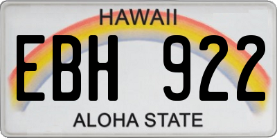 HI license plate EBH922