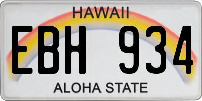 HI license plate EBH934