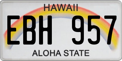 HI license plate EBH957