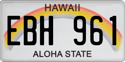 HI license plate EBH961