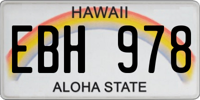 HI license plate EBH978