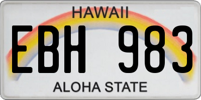 HI license plate EBH983