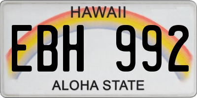 HI license plate EBH992