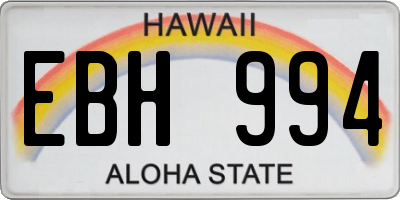 HI license plate EBH994