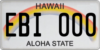 HI license plate EBI000