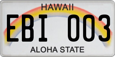 HI license plate EBI003