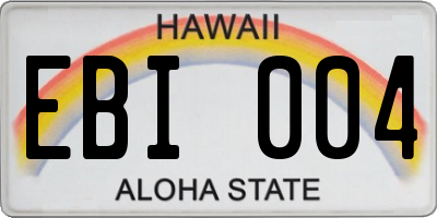 HI license plate EBI004