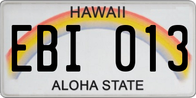 HI license plate EBI013