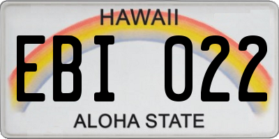 HI license plate EBI022