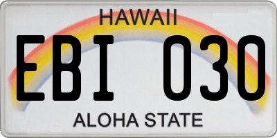 HI license plate EBI030