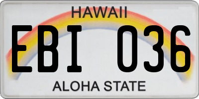 HI license plate EBI036