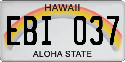 HI license plate EBI037