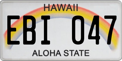 HI license plate EBI047
