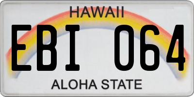HI license plate EBI064