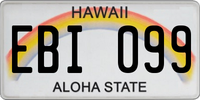 HI license plate EBI099