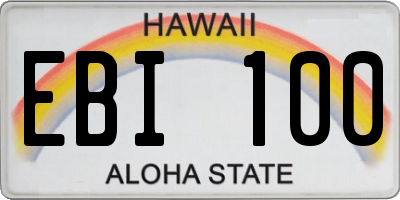 HI license plate EBI100