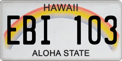 HI license plate EBI103