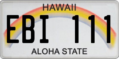 HI license plate EBI111
