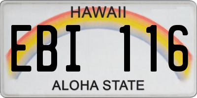 HI license plate EBI116