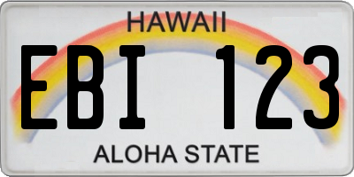 HI license plate EBI123