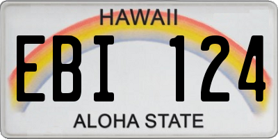 HI license plate EBI124