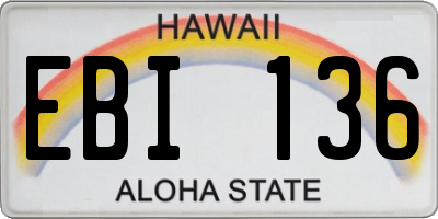 HI license plate EBI136