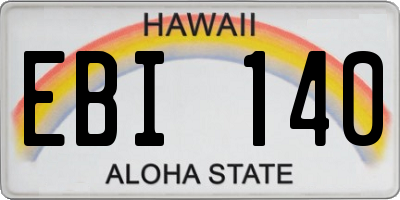 HI license plate EBI140