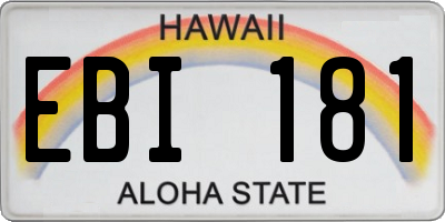 HI license plate EBI181