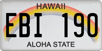 HI license plate EBI190
