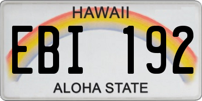 HI license plate EBI192