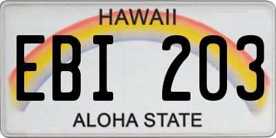HI license plate EBI203