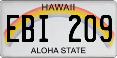 HI license plate EBI209