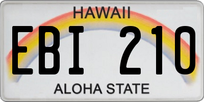 HI license plate EBI210