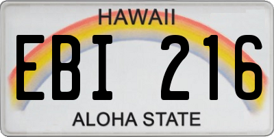 HI license plate EBI216