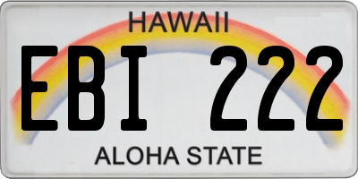 HI license plate EBI222