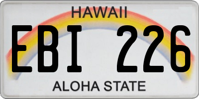 HI license plate EBI226