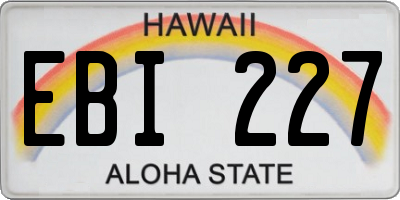 HI license plate EBI227