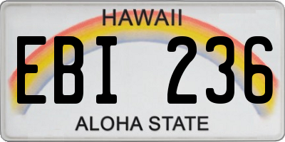 HI license plate EBI236