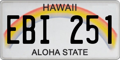 HI license plate EBI251