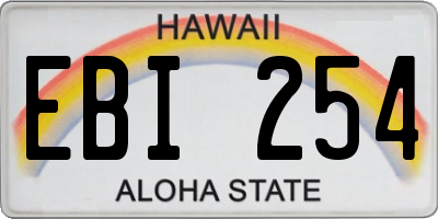 HI license plate EBI254
