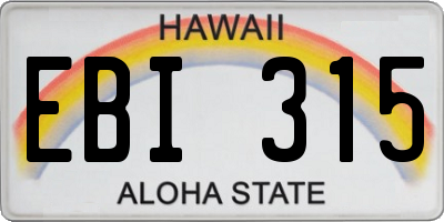 HI license plate EBI315