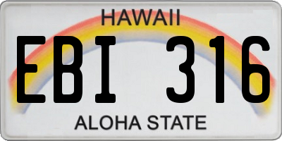 HI license plate EBI316
